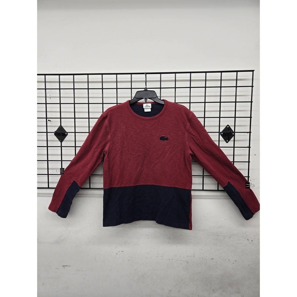 Lacoste Men's Colorblock Shirt Size L, Red/Navy With Navy Alligator Logo